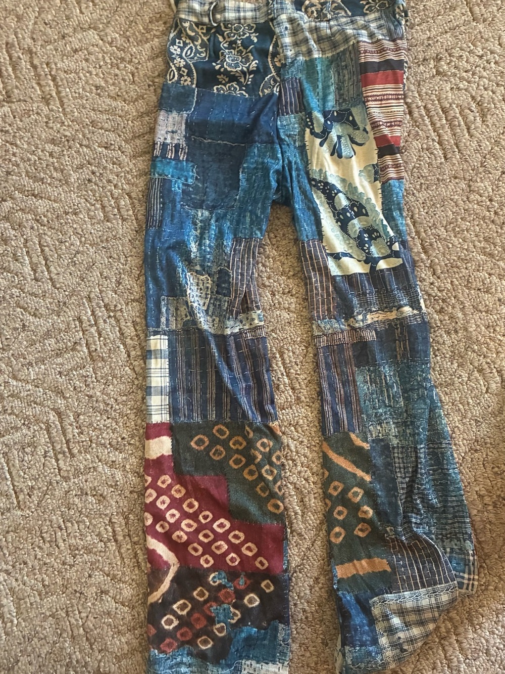 NWOT Multi Color Patchwork Pattern Wide-Leg Pants